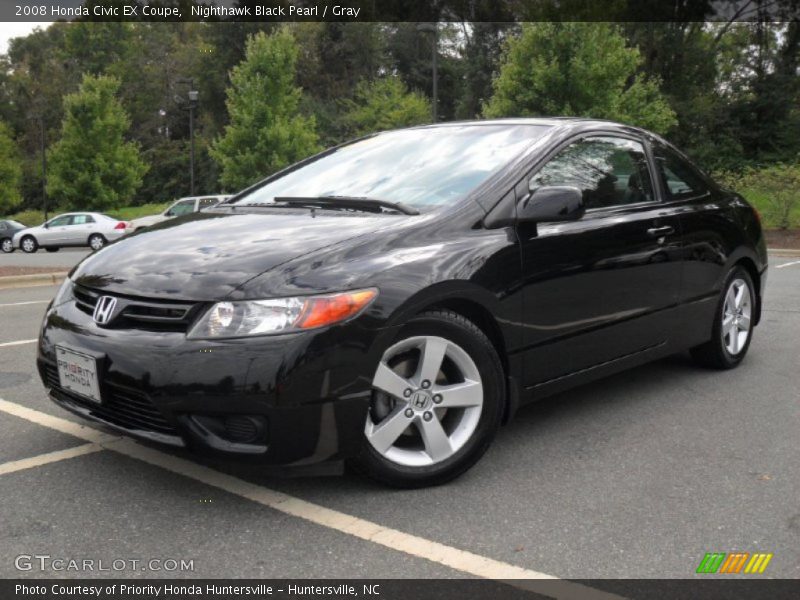 Nighthawk Black Pearl / Gray 2008 Honda Civic EX Coupe