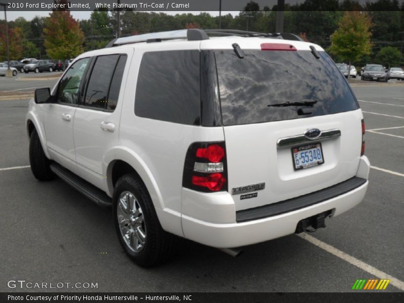 White Platinum Tri-Coat / Camel 2010 Ford Explorer Limited