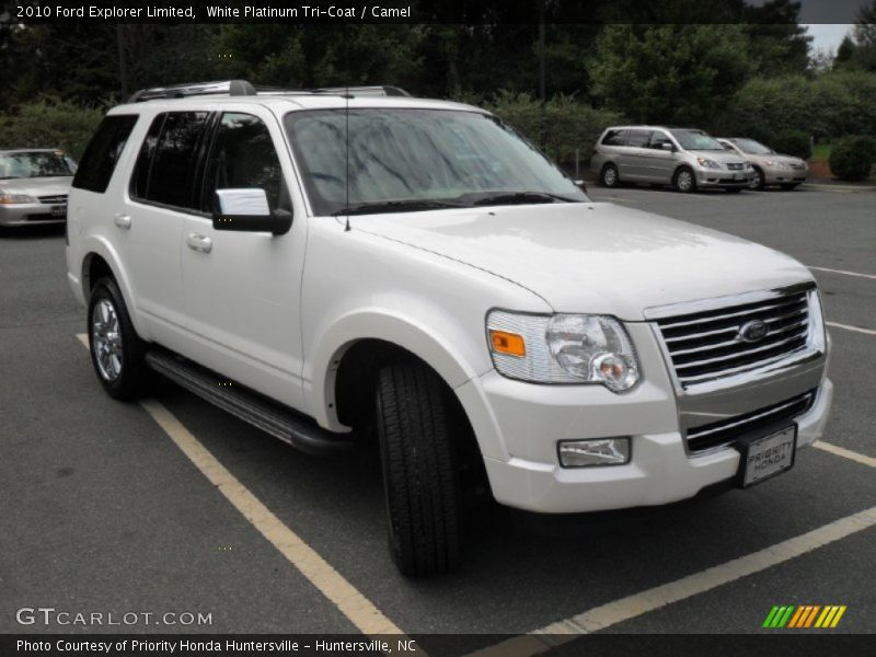 White Platinum Tri-Coat / Camel 2010 Ford Explorer Limited