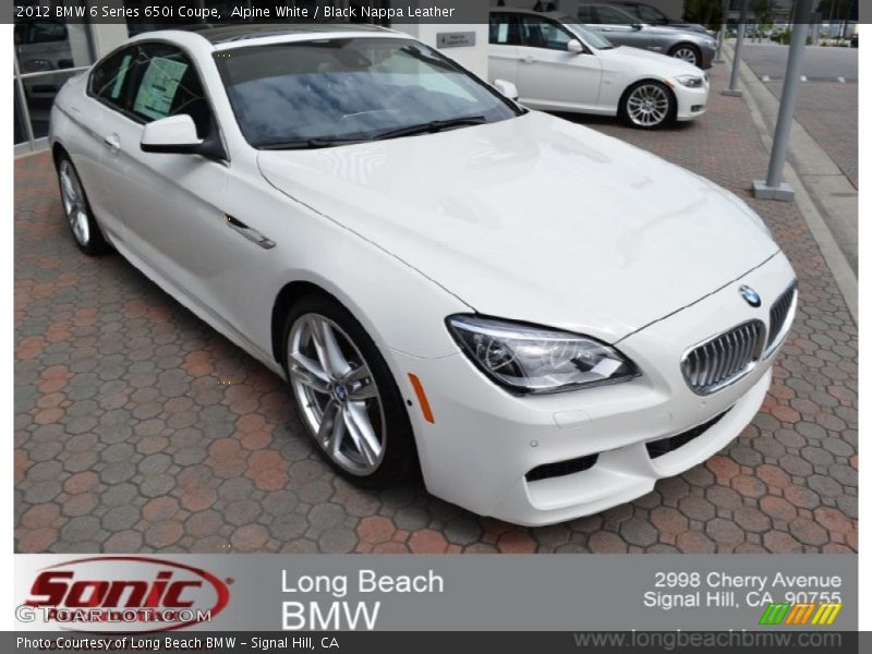 Alpine White / Black Nappa Leather 2012 BMW 6 Series 650i Coupe