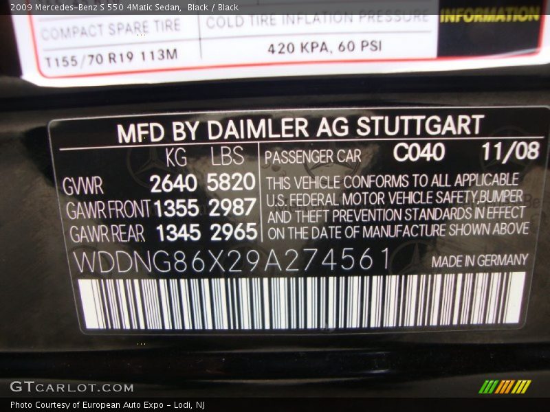 Black / Black 2009 Mercedes-Benz S 550 4Matic Sedan