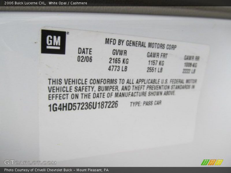 White Opal / Cashmere 2006 Buick Lucerne CXL