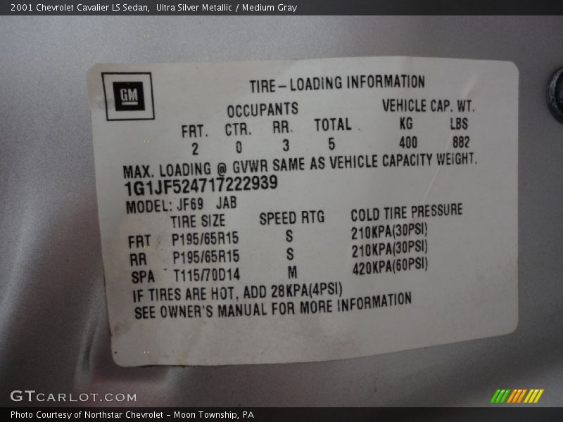 Ultra Silver Metallic / Medium Gray 2001 Chevrolet Cavalier LS Sedan