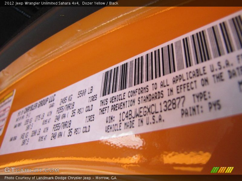 2012 Wrangler Unlimited Sahara 4x4 Dozer Yellow Color Code PY5
