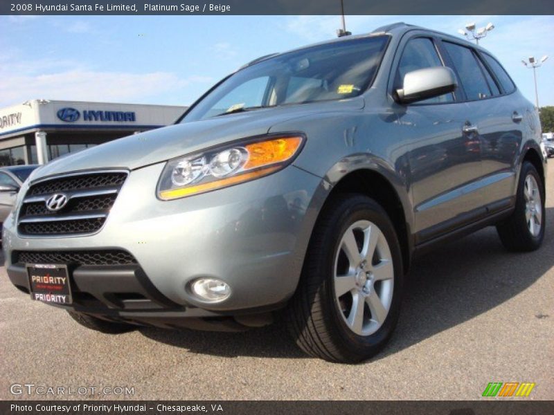 Platinum Sage / Beige 2008 Hyundai Santa Fe Limited