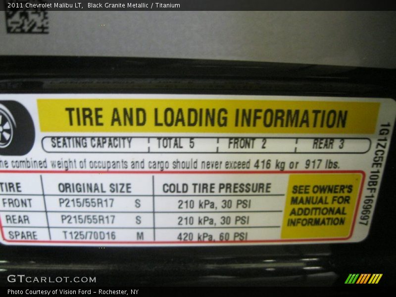 Black Granite Metallic / Titanium 2011 Chevrolet Malibu LT