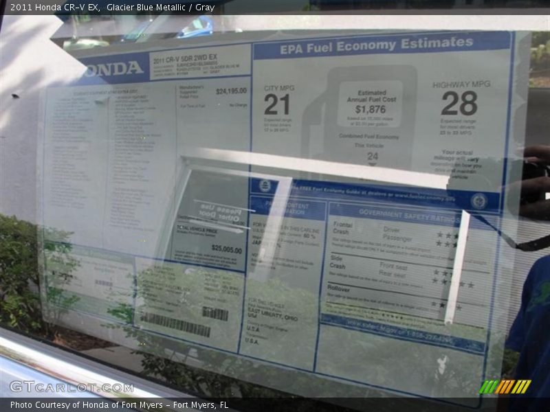 Glacier Blue Metallic / Gray 2011 Honda CR-V EX