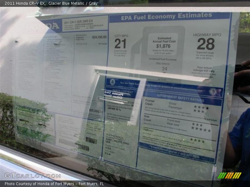 Glacier Blue Metallic / Gray 2011 Honda CR-V EX