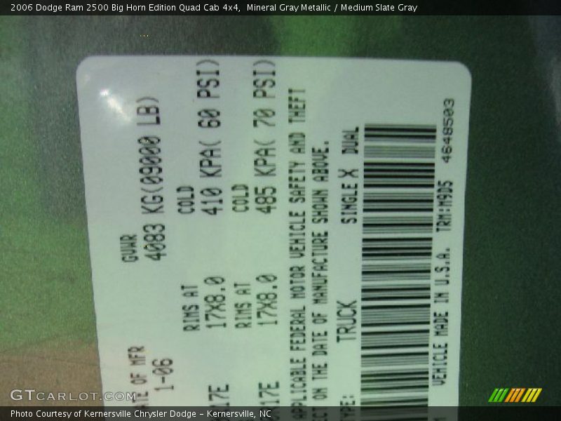 Mineral Gray Metallic / Medium Slate Gray 2006 Dodge Ram 2500 Big Horn Edition Quad Cab 4x4