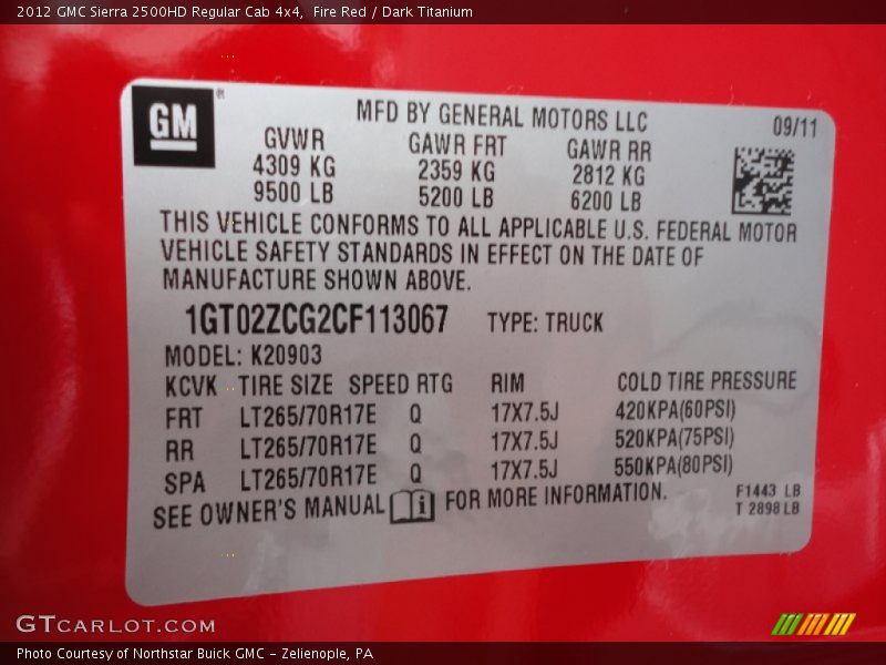 Fire Red / Dark Titanium 2012 GMC Sierra 2500HD Regular Cab 4x4