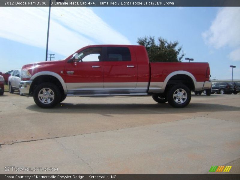 Flame Red / Light Pebble Beige/Bark Brown 2012 Dodge Ram 3500 HD Laramie Mega Cab 4x4
