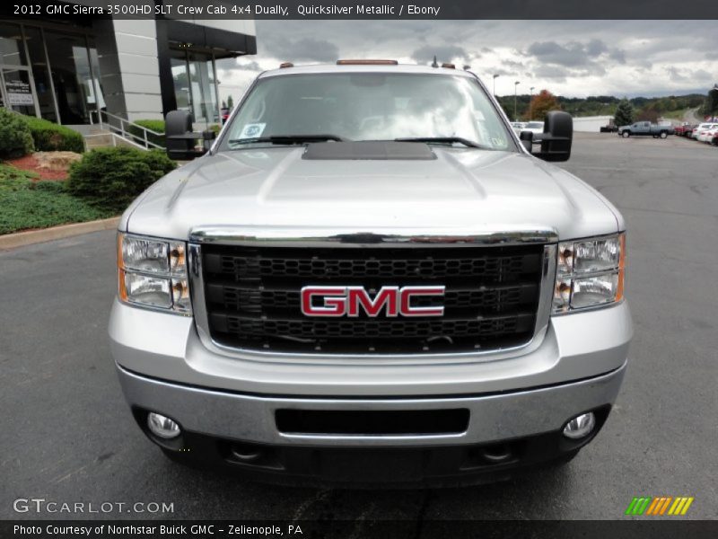 Quicksilver Metallic / Ebony 2012 GMC Sierra 3500HD SLT Crew Cab 4x4 Dually