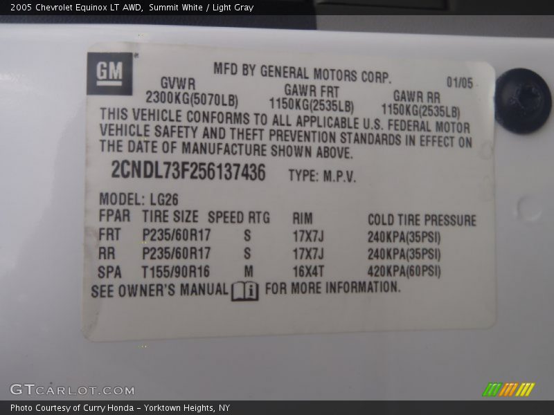 Summit White / Light Gray 2005 Chevrolet Equinox LT AWD