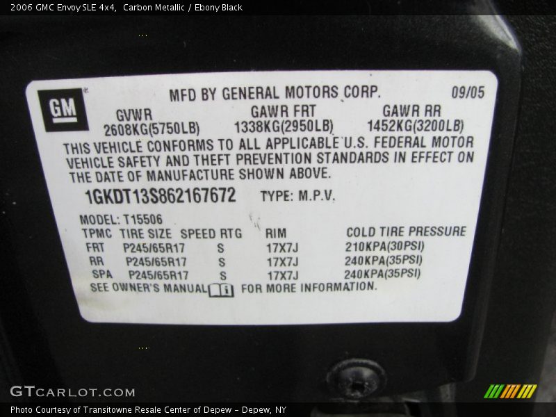 Carbon Metallic / Ebony Black 2006 GMC Envoy SLE 4x4