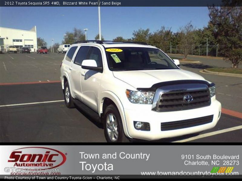 Blizzard White Pearl / Sand Beige 2012 Toyota Sequoia SR5 4WD