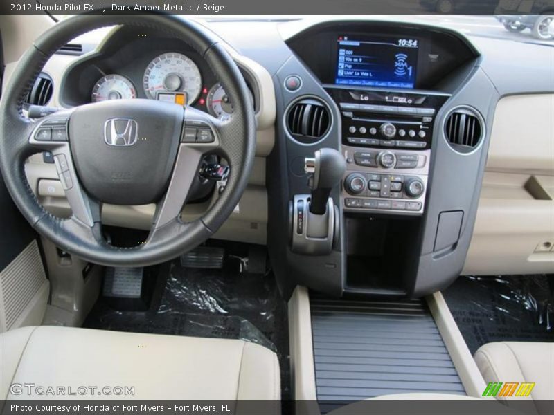 Dark Amber Metallic / Beige 2012 Honda Pilot EX-L