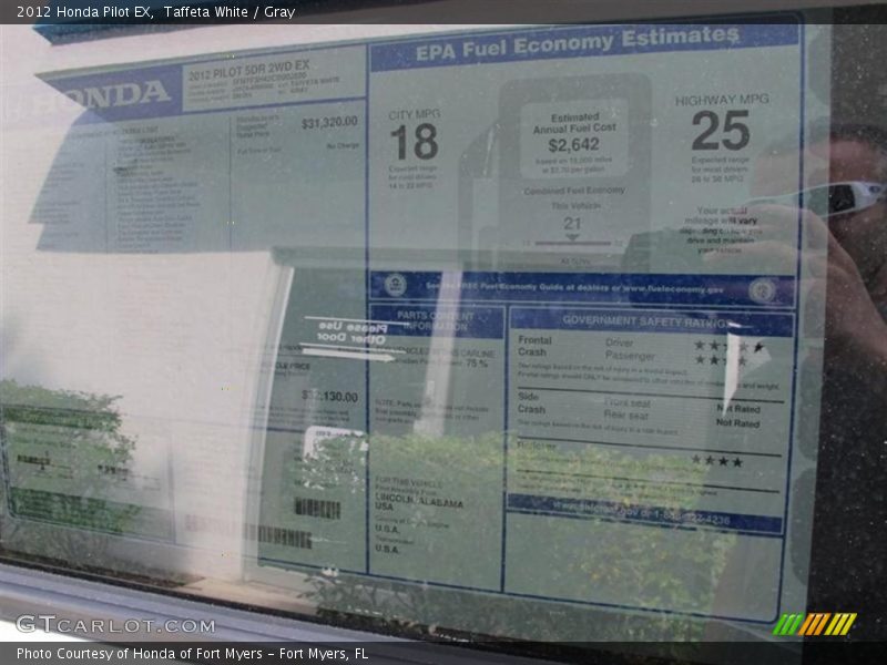 Taffeta White / Gray 2012 Honda Pilot EX