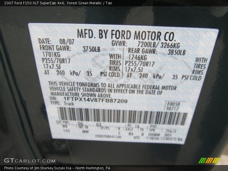 Forest Green Metallic / Tan 2007 Ford F150 XLT SuperCab 4x4