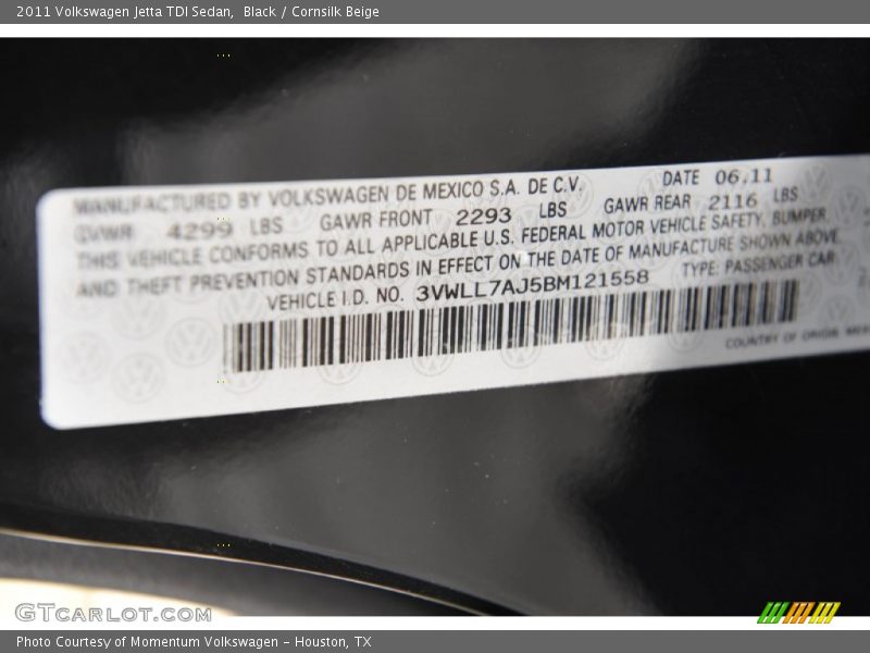 Black / Cornsilk Beige 2011 Volkswagen Jetta TDI Sedan