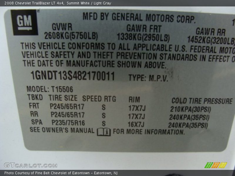 Summit White / Light Gray 2008 Chevrolet TrailBlazer LT 4x4