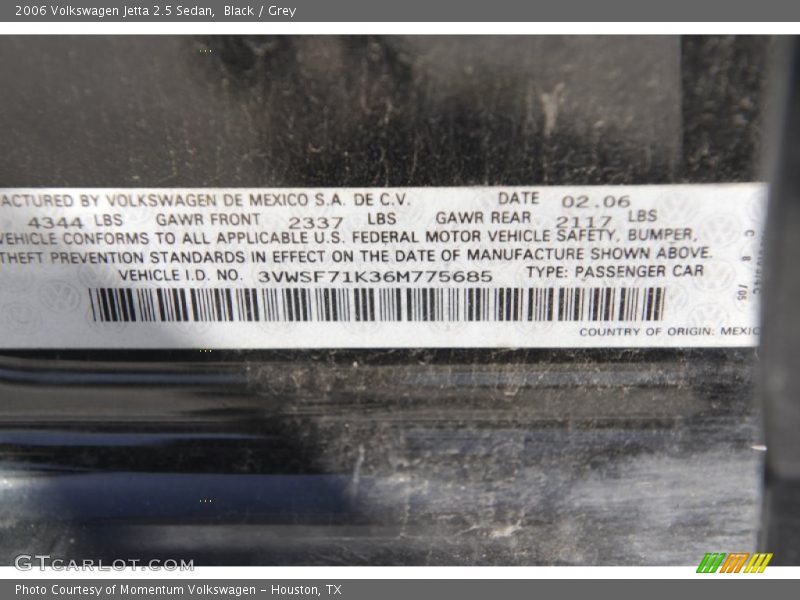 Black / Grey 2006 Volkswagen Jetta 2.5 Sedan