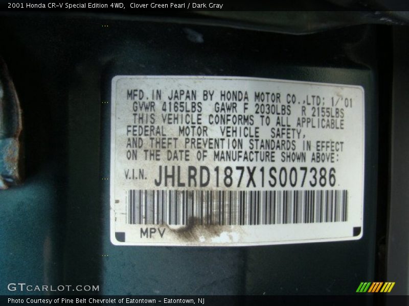 Clover Green Pearl / Dark Gray 2001 Honda CR-V Special Edition 4WD