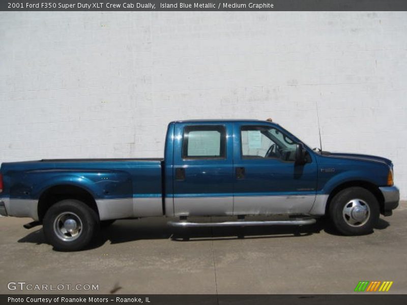 Island Blue Metallic / Medium Graphite 2001 Ford F350 Super Duty XLT Crew Cab Dually