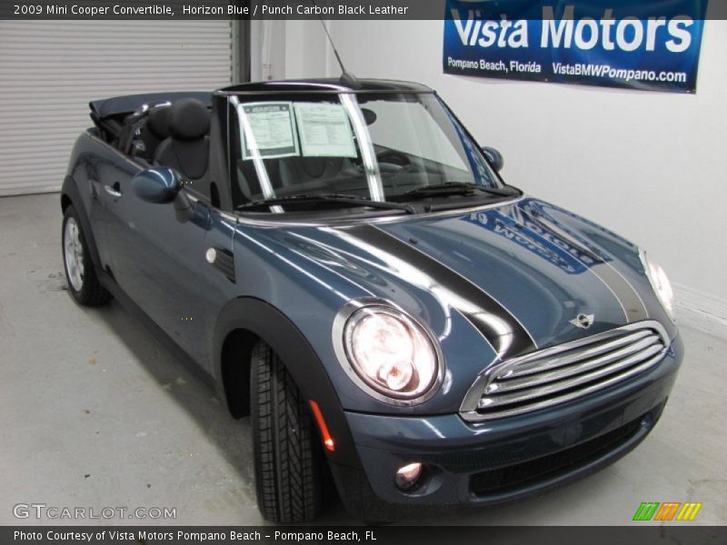 Horizon Blue / Punch Carbon Black Leather 2009 Mini Cooper Convertible