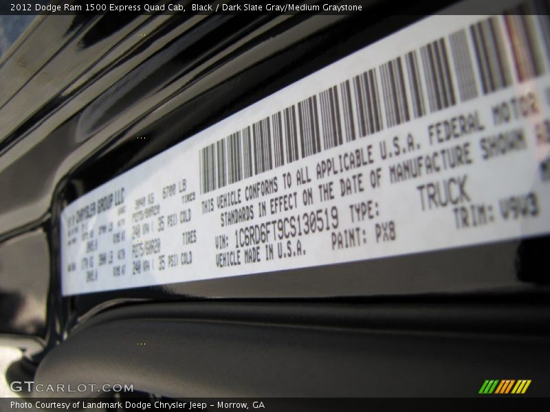 Black / Dark Slate Gray/Medium Graystone 2012 Dodge Ram 1500 Express Quad Cab