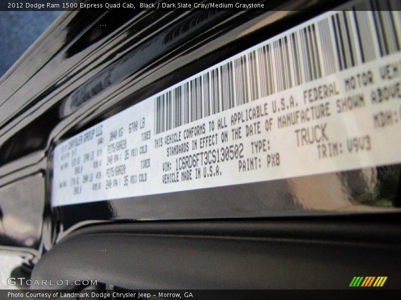 Black / Dark Slate Gray/Medium Graystone 2012 Dodge Ram 1500 Express Quad Cab
