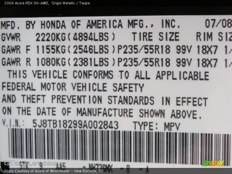 Grigio Metallic / Taupe 2009 Acura RDX SH-AWD