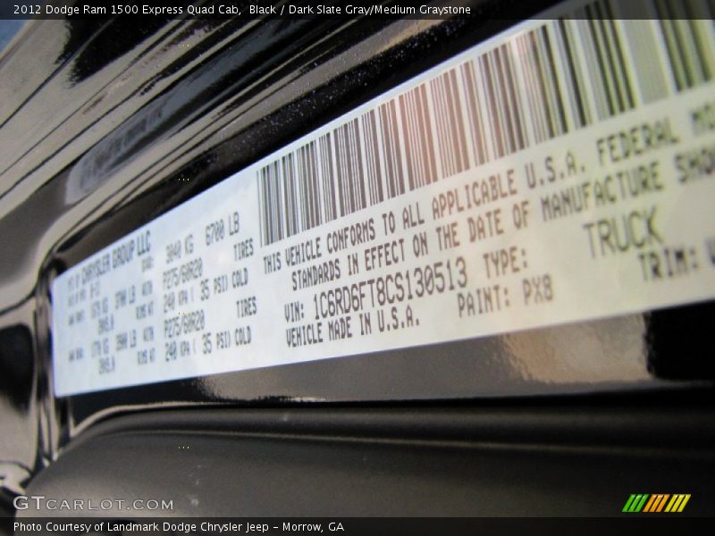 Black / Dark Slate Gray/Medium Graystone 2012 Dodge Ram 1500 Express Quad Cab