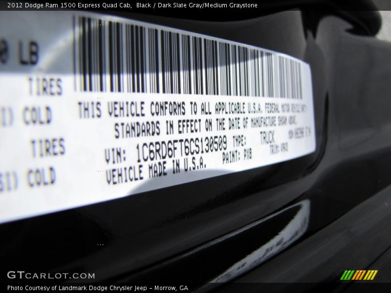 Black / Dark Slate Gray/Medium Graystone 2012 Dodge Ram 1500 Express Quad Cab
