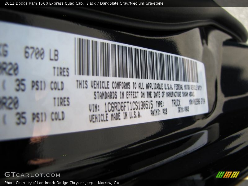 Black / Dark Slate Gray/Medium Graystone 2012 Dodge Ram 1500 Express Quad Cab