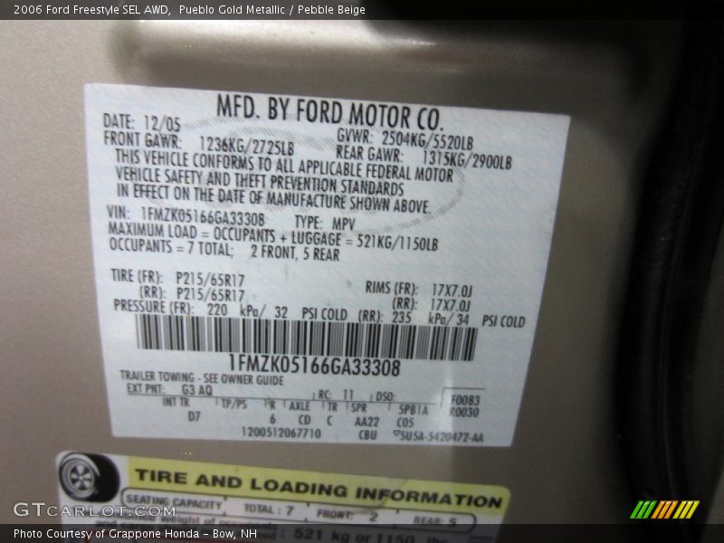 Pueblo Gold Metallic / Pebble Beige 2006 Ford Freestyle SEL AWD