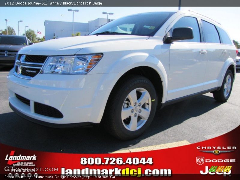 White / Black/Light Frost Beige 2012 Dodge Journey SE