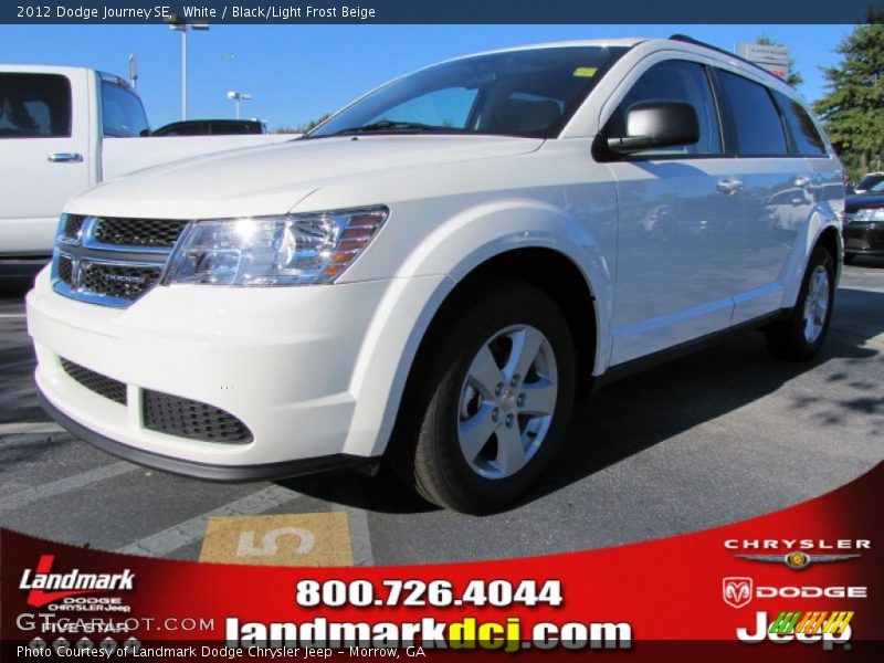 White / Black/Light Frost Beige 2012 Dodge Journey SE