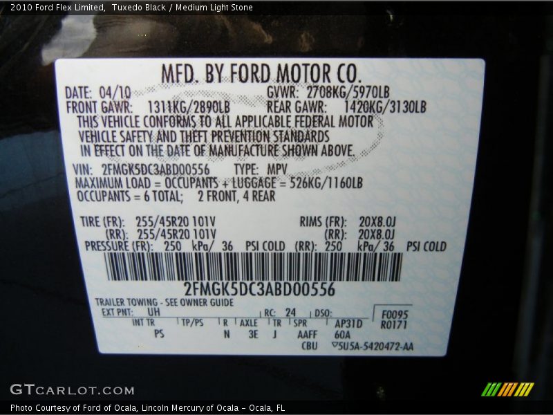 2010 Flex Limited Tuxedo Black Color Code UH