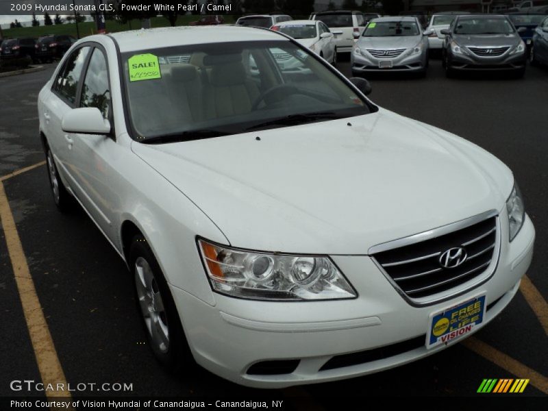 Powder White Pearl / Camel 2009 Hyundai Sonata GLS