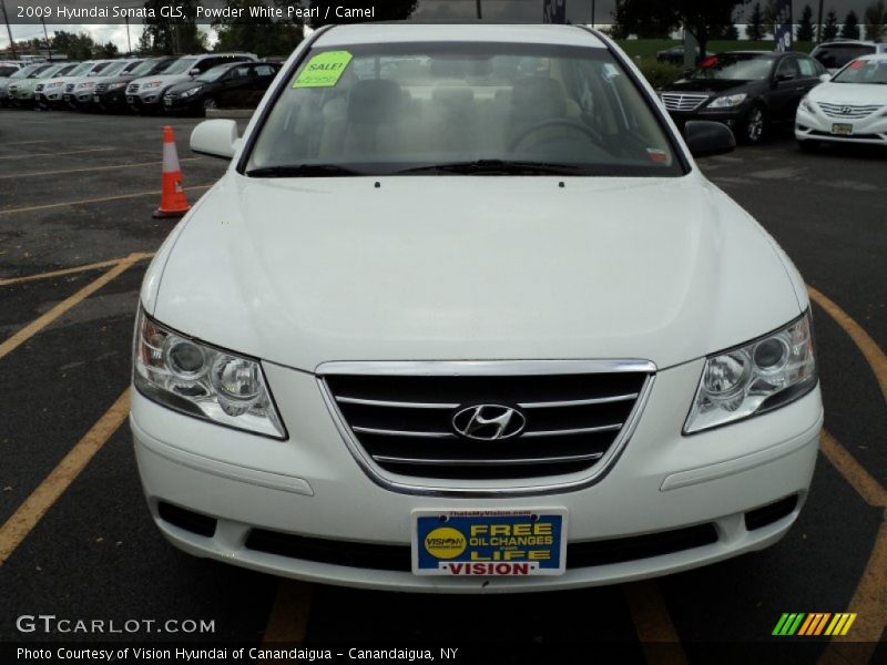 Powder White Pearl / Camel 2009 Hyundai Sonata GLS