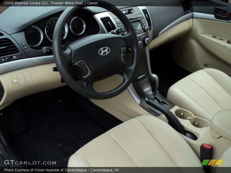 Powder White Pearl / Camel 2009 Hyundai Sonata GLS