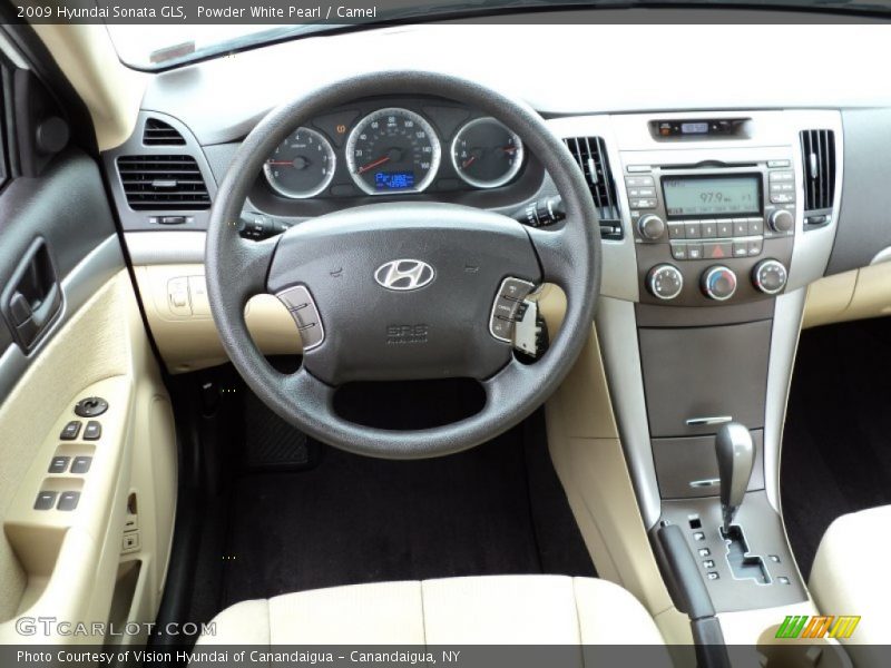 Powder White Pearl / Camel 2009 Hyundai Sonata GLS