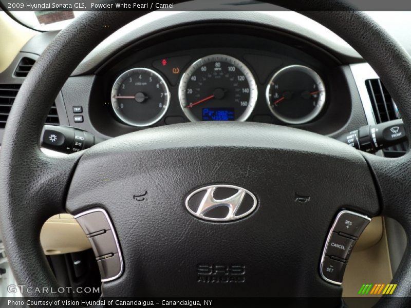 Powder White Pearl / Camel 2009 Hyundai Sonata GLS