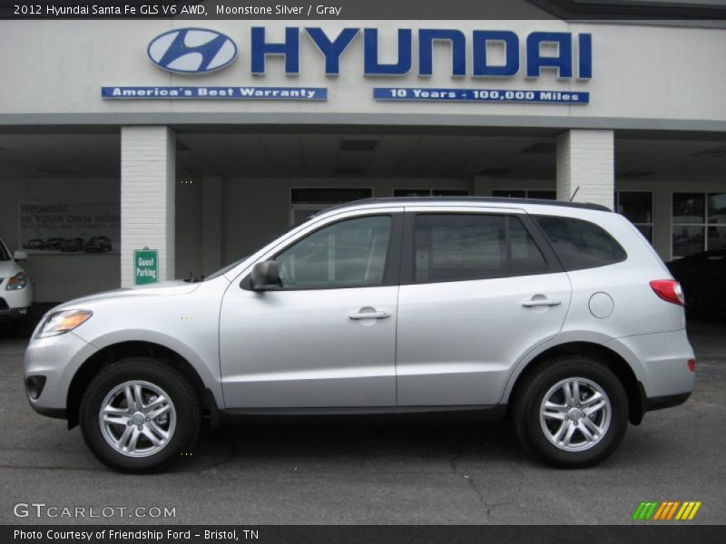 Moonstone Silver / Gray 2012 Hyundai Santa Fe GLS V6 AWD