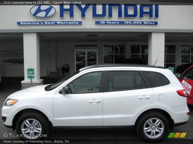 Glacier White / Beige 2012 Hyundai Santa Fe GLS AWD