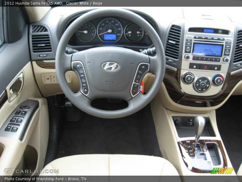 Glacier White / Beige 2012 Hyundai Santa Fe GLS AWD