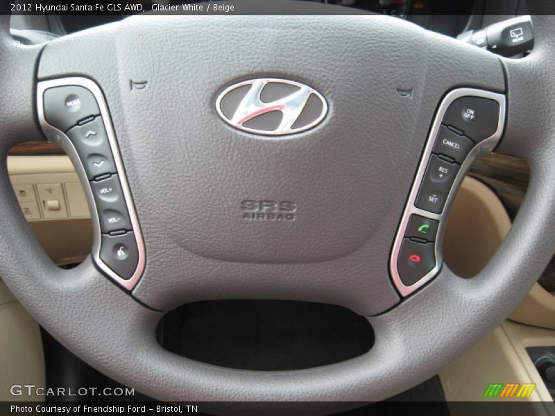 Glacier White / Beige 2012 Hyundai Santa Fe GLS AWD