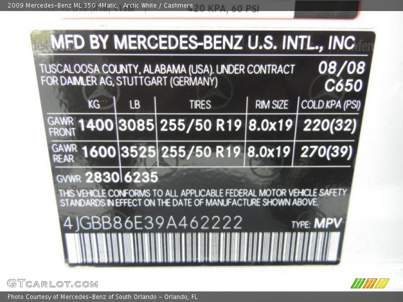Arctic White / Cashmere 2009 Mercedes-Benz ML 350 4Matic