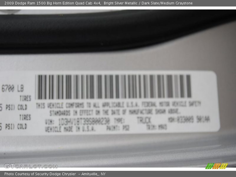Bright Silver Metallic / Dark Slate/Medium Graystone 2009 Dodge Ram 1500 Big Horn Edition Quad Cab 4x4
