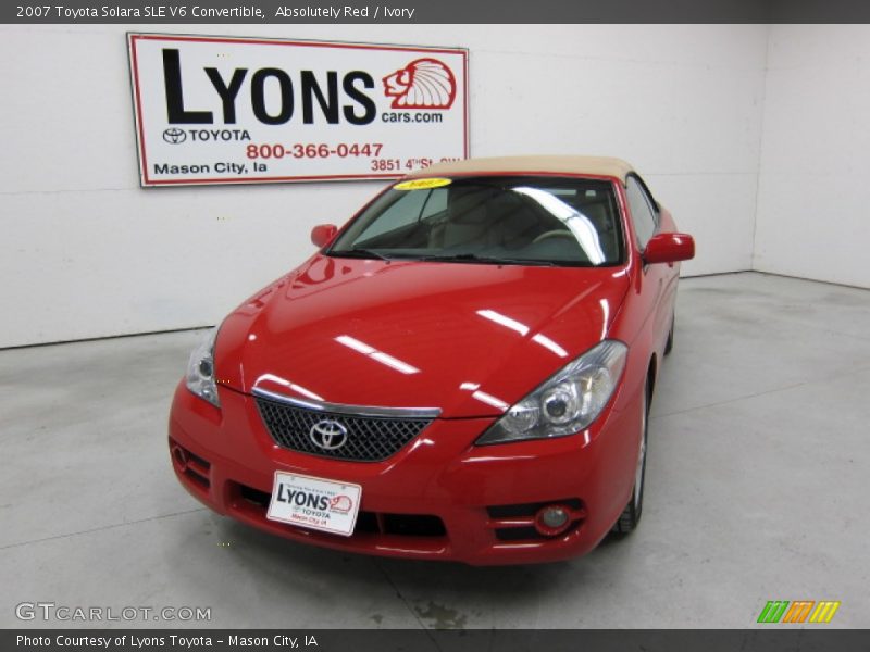 Absolutely Red / Ivory 2007 Toyota Solara SLE V6 Convertible